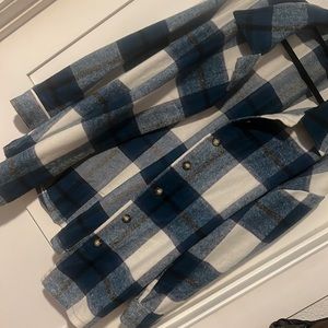 Turquoise & cream soft flannel jacket